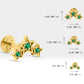 Triple Star Piercing with Green Garnet Screw Back Piercing in 14K Solid Gold Celestial Cartilage Piercing 16G(1.2mm)