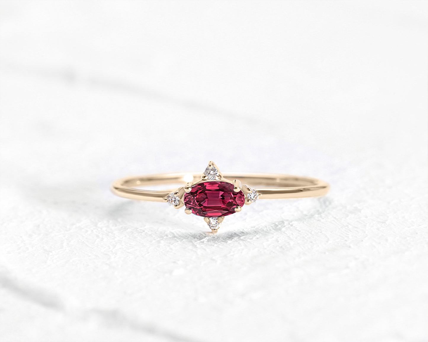 Halo Setting Oval cut Ruby with Diamond Ring in 14K Yellow Solid Gold,Straight Shank Engagement Ring