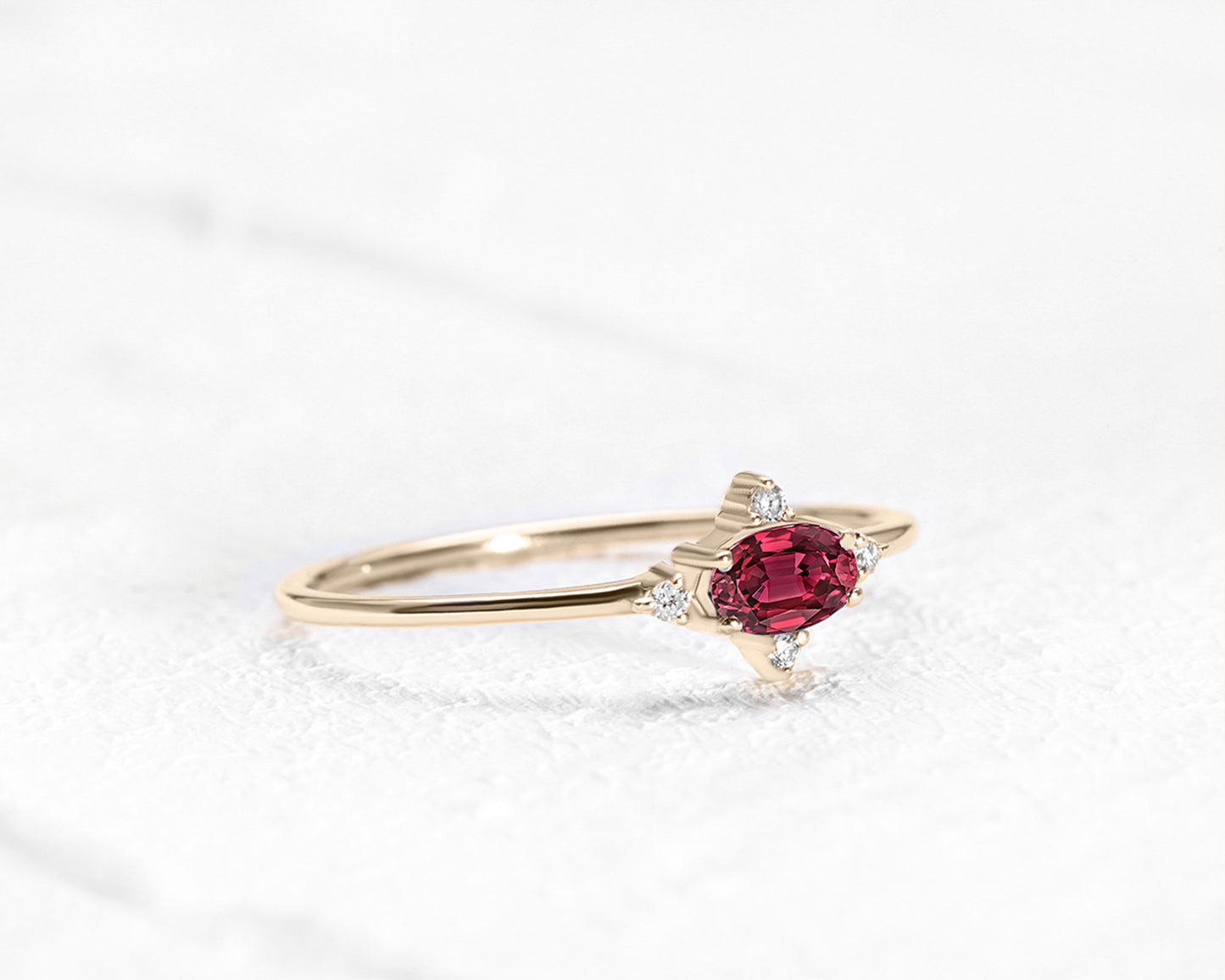 Halo Setting Oval cut Ruby with Diamond Ring in 14K Yellow Solid Gold,Straight Shank Engagement Ring