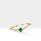 14K Yellow Solid Gold Ring,Chevron Shank Ring,Pear Cut Emerald Ring,Half Eternity