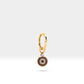 Hoop Earring,14K Yellow Solid Gold,Evil Eye Design Diamond&Sapphire Earring