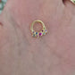 Cartilage Hoop Rainbow Design Sapphire Clicker Piercing,Single Earring,14K Gold,16G(1.2mm)