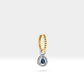 Dainty Pear Shaped Charm Hoop Earrings,Diamond&Sapphire Pear Dangle,14K Yellow Solid Gold