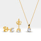 Jewelry Set of Earring and Necklace with Solitaire Diamond in 14k Solid Gold