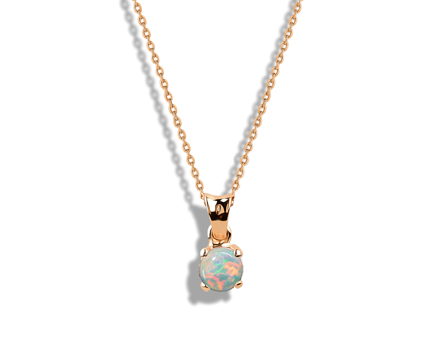Solitaire Natural African Opal Solitaire Necklace Opal Solitaire Pendant 14K Gold