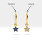 Hoop Earrings For Women,Dangle Hoop Earrings,14K Yellow Solid Gold Star Design Diamond&Sapphire Earring