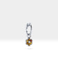 Hoop Earrings,Diamond&Brown Diamond Flower Dangle,14K Yellow Solid Gold Earring
