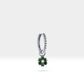 Dainty Flower Shaped Charm Hoop Earrings,Diamond&Green Garnet Flower Dangle,14K