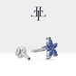 Tragus Piercing, Marquise Cut Star Design Sapphire Piercing , Single Earring , 14K Solid Gold