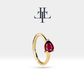 Cartilage Hoop with Pear Cut Ruby Earring in 14K Yellow White Rose Solid Gold Lobe Earring 16G(1.2mm)