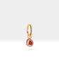 Dainty Pear Shaped Charm Hoop Earrings,Diamond&Sapphire Pear Dangle,14K Yellow Solid Gold