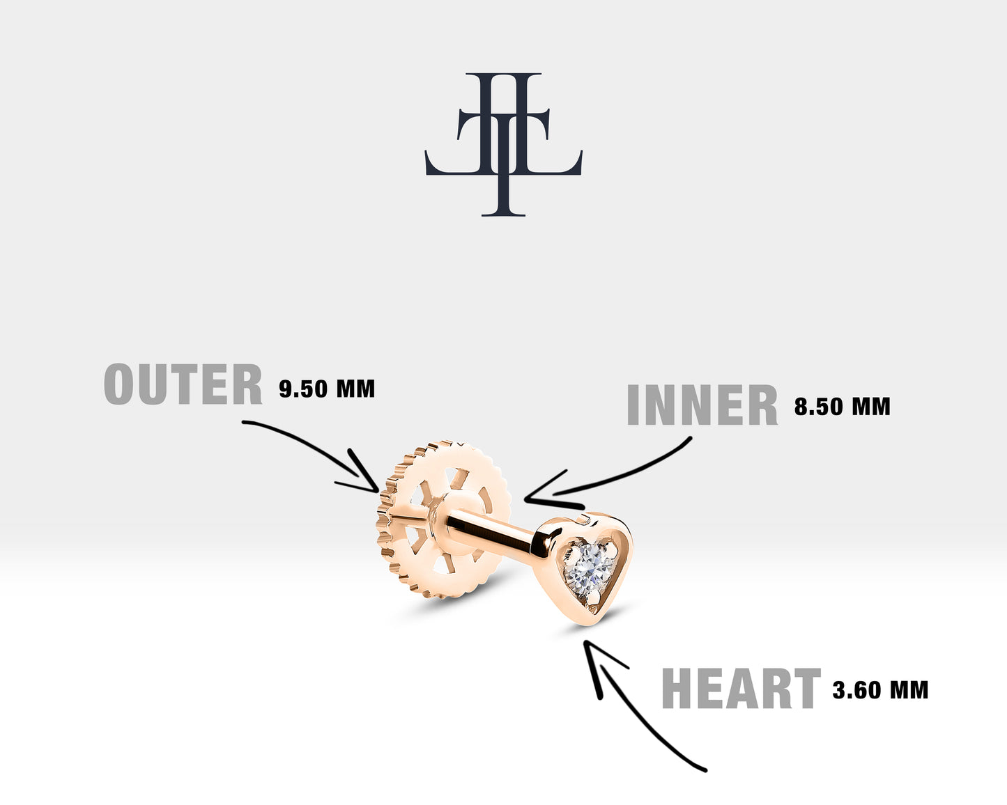 Heart Design DiamondCartilage Piercing,Heart Design Stud Piercing