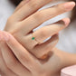 Dainty Ring, Oval cut Emerald with 4 Diamonds, 14K Gold