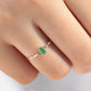 Dainty Ring, Oval cut Emerald with Sprinkled Diamonds, 14K Gold