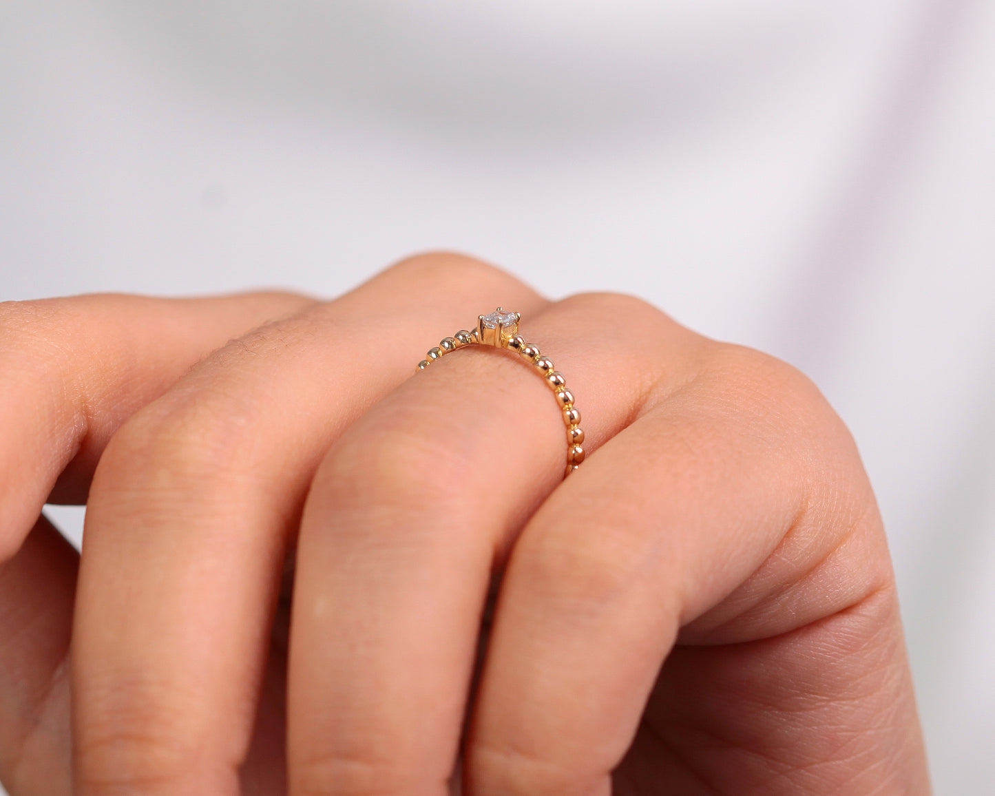 Solitaire Baguette Cut Diamond Ring with Unique Design 14K Yellow Gold