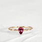 Dainty Ring Drop Ring Ruby Drop cut with Sprinkled Diamonds 14K Gold