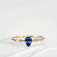 Dainty Ring Drop Ring Sapphire Drop cut with Sprinkled Diamonds 14K Gold
