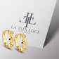 Three Diamond in Oval Nest Design Earring 14K Yellow Solid Gold