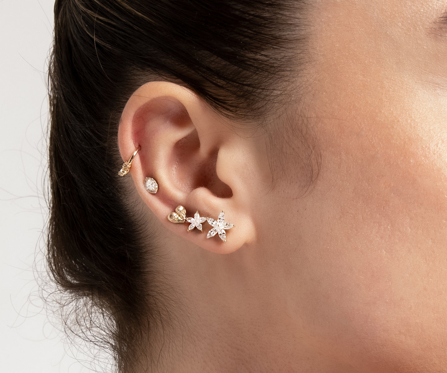 Cartilage Stud Diamond Piercing,Marquise Design Single Daith Stud Earring