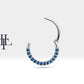 Cartilage Hoop Sequencing Design Sapphire Clicker Piercing,Single Earring,14K Gold,16G(1.2mm)