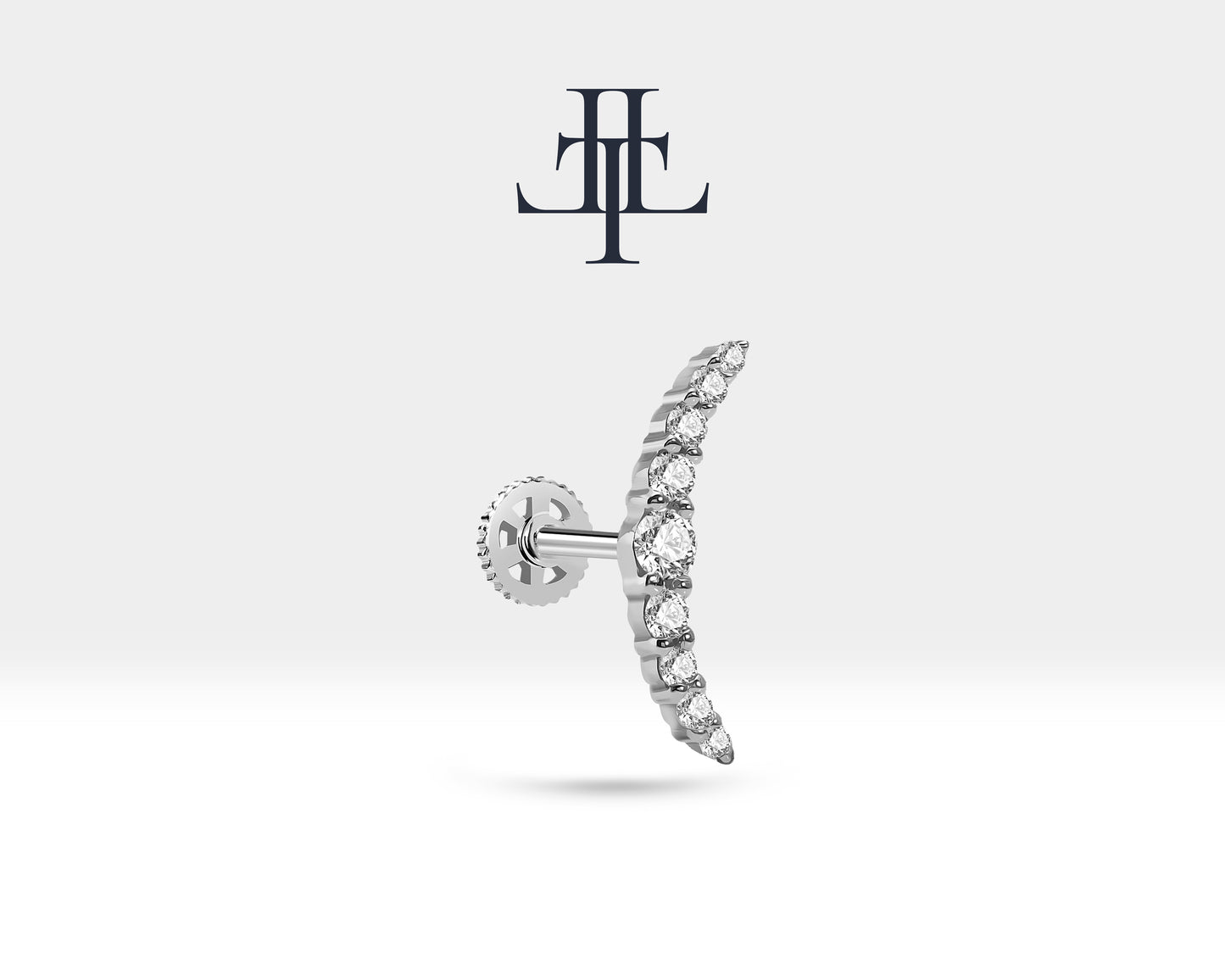 Cartilage Moon Diamond Design Clicker Piercing,Single Helix Stud Earring