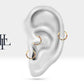Cartilage Hoop Sequencing Rainbow Design Sapphire Piercing,Single Earring,14K Gold,16G(1.2mm)
