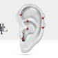 Cartilage Hoop Four Round Cut Ruby Clicker Piercing , Flower Design 14K Gold Earring