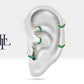 Cartilage Hoop, Five Round Cut Green Garnet Clicker, Single Earing, 14K Gold
