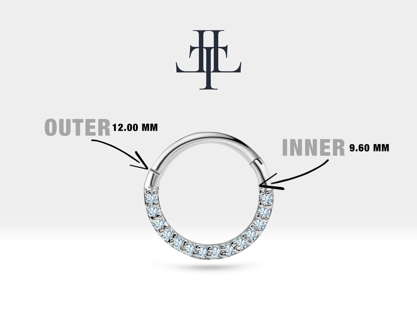 Cartilage Hoop Sequencing Design Diamond Clicker Piercing,Single Earring,14K Gold,16G(1.2mm)