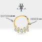 Cartilage Hoop Diamond Design Clicker Piercing,Single Earring,14K Gold,16G(1.2mm)
