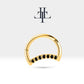 14K Solid Yellow Gold Moon Design Hoop Clicker Piercing with Black Diamond for Tragus 16G(1.2)