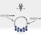 Cartilage Hoop Sapphire Design Clicker Piercing,Single Earring,14K Gold,16G(1.2mm)