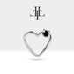 Cartilage Heart Clicker,Solitaire  Black Diamond Heart Clicker,Single Earring,14K