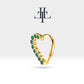 Cartilage Heart Clicker , Round Cut Green Garnet Heart Clicker,14K Yellow Solid Gold