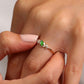 14K Yellow Solid Gold Ring,Marquise Cut Emerald Ring with Baguette Diamond