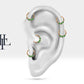 Cartilage Hoop , 3 Round Cut Green Granet Clicker ,Single Earing ,14K Gold
