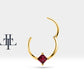 Cartilage Hoop , Princess Cut Ruby Clicker , Single Earring , 14K Solid Gold