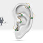 Cartilage Hoop,Oval Cut Emerald Clicker Piercing,Single Earring,14K Solid Gold,16G(1.2mm)
