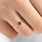 Dainty Ring, Prong Setting Oval cut Ruby and Diamond Ring , 14K Yellow Solid Gold