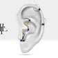 Cartilage Hoop,Oval Cut Sapphire Clicker Piercing,Single Earring,14K Solid Gold,16G(1.2mm)