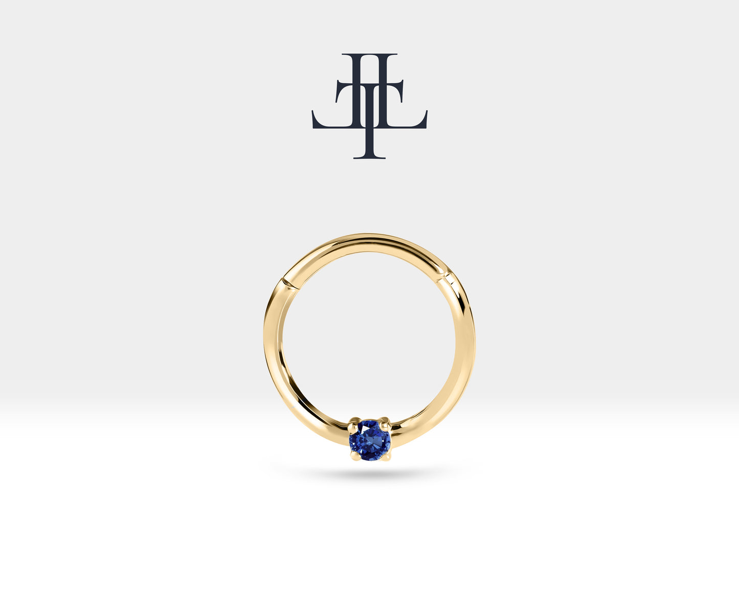 Cartilage Hoop Round Sapphire Clicker Single Earring 14K Yellow Gold