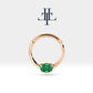 Cartilage Hoop,Oval Cut Emerald Clicker Piercing,Single Earring,14K Solid Gold,16G(1.2mm)