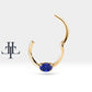 Cartilage Hoop,Oval Cut Sapphire Clicker Piercing,Single Earring,14K Solid Gold,16G(1.2mm)
