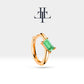 Cartilage Hoop Baguette Cut Cross Standing Emerald Earring Single Earring 14K Gold