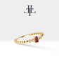 14K Yellow Solid Gold,Multi Stone Ring,Baguette Cut Ruby and Diamond Ring,Dainty Ring