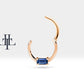 Cartilage Hoop Baguette Cut Sapphire Clicker,Single Earring,14K Yellow Solid Gold