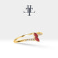 14K Yellow Solid Gold Ring,Marquise Cut Ruby Ring with Diamond,Multi Stone Ring