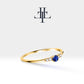 14K Yellow Solid Gold Band,Multi Stone Ring,Round Cut Sapphire and Diamond Ring