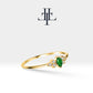 14K Yellow Solid Gold Ring,Straight Shank Ring,Marquise Cut Emerald Ring,Multi Stone