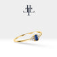 14K Yellow Solid Gold Band,Multi Stone Ring,Baguette Cut Sapphire and Diamond Ring